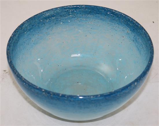 A Venini Italia aventurine blue glass bowl, mid 20th century, diam. 22cm